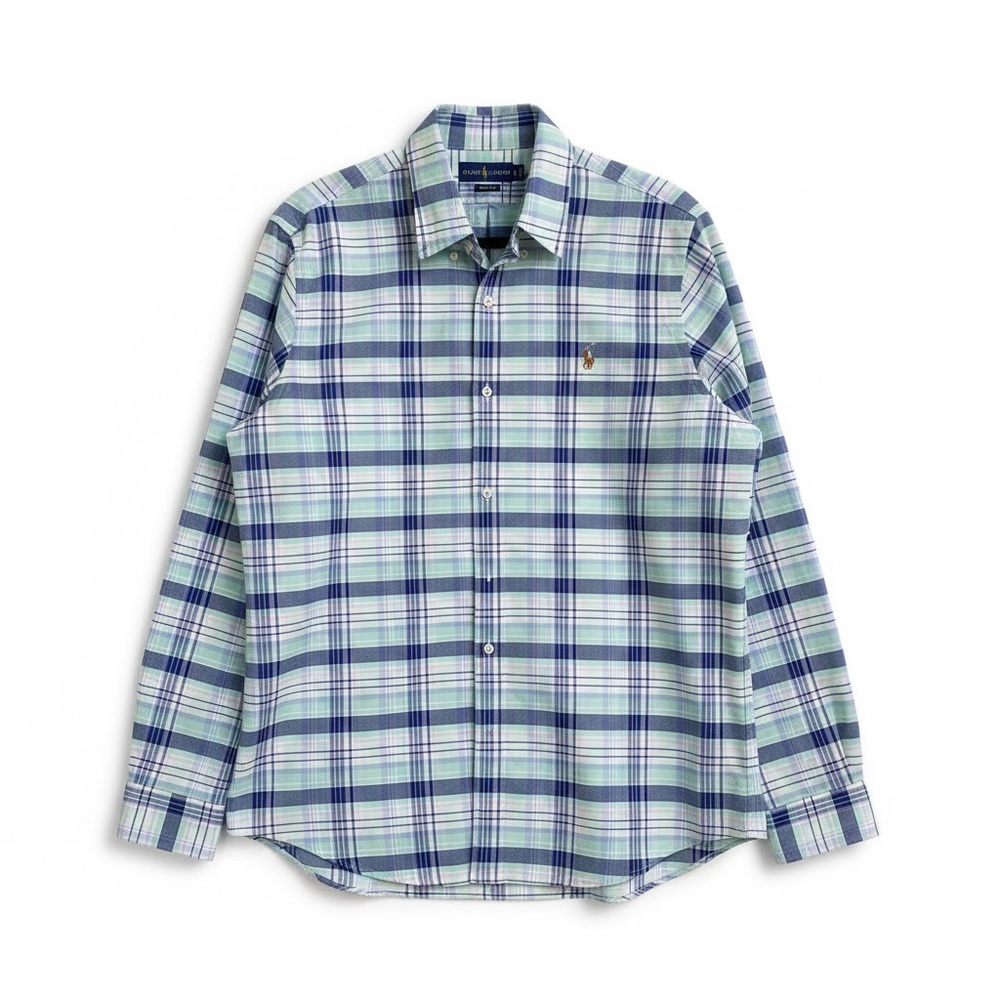 Ralph Lauren Classic Fit Men's Button Down Plaid Blue with Pink Shirt